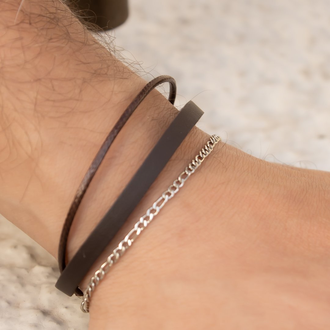 Pulseira Tripla - Masculina Mix Corrente e Tecido
